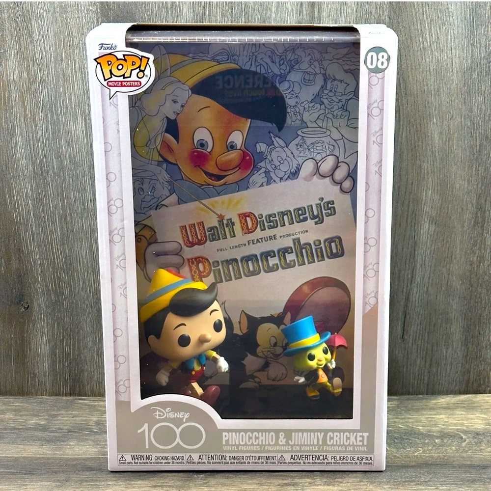 Funko Pop! Movie Poster with case: Disney - Pinocchio & Jiminy Cricket #08